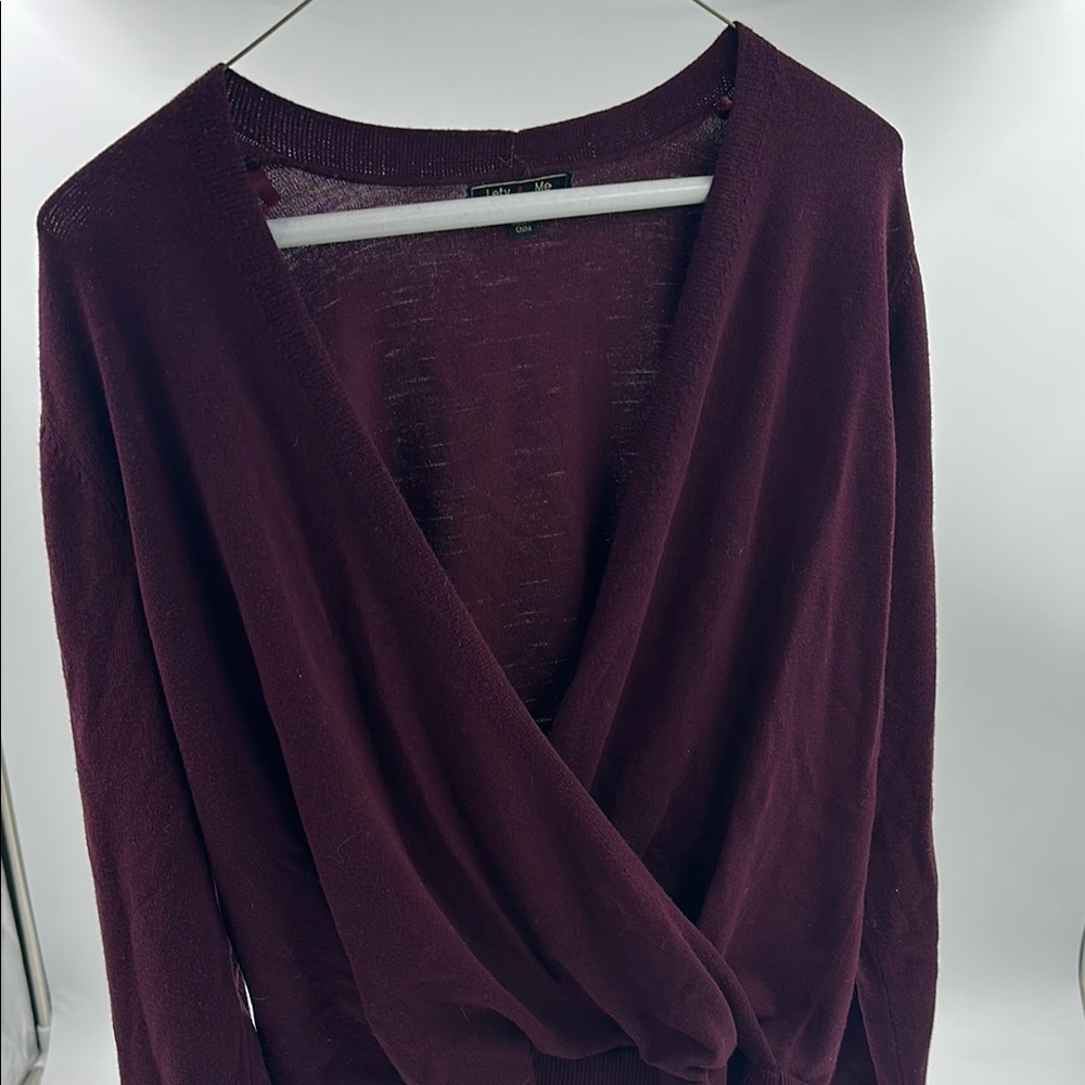 Deep Burgundy Wrap Sweater